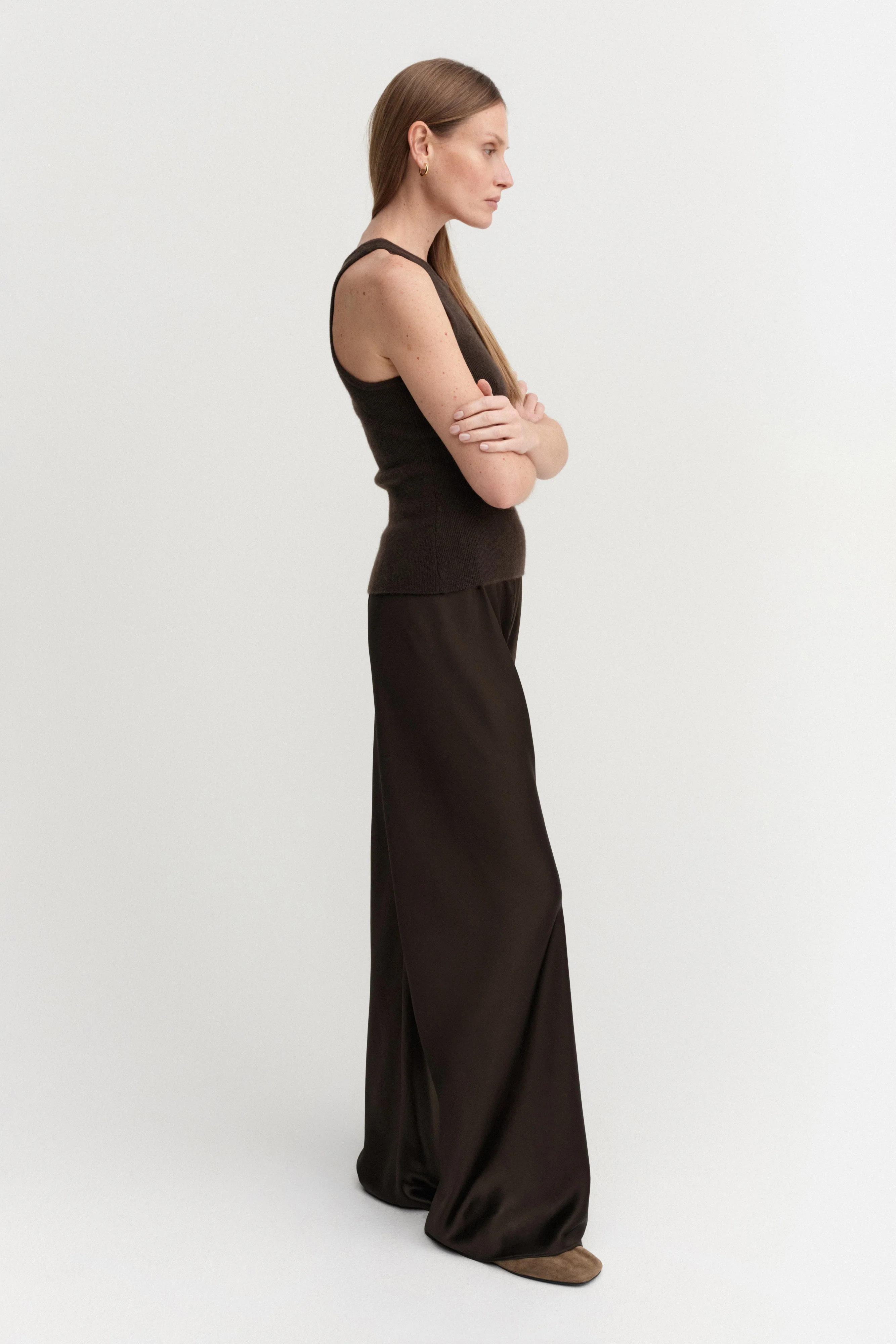 Bias Satin Pants, chocolate - Image 4