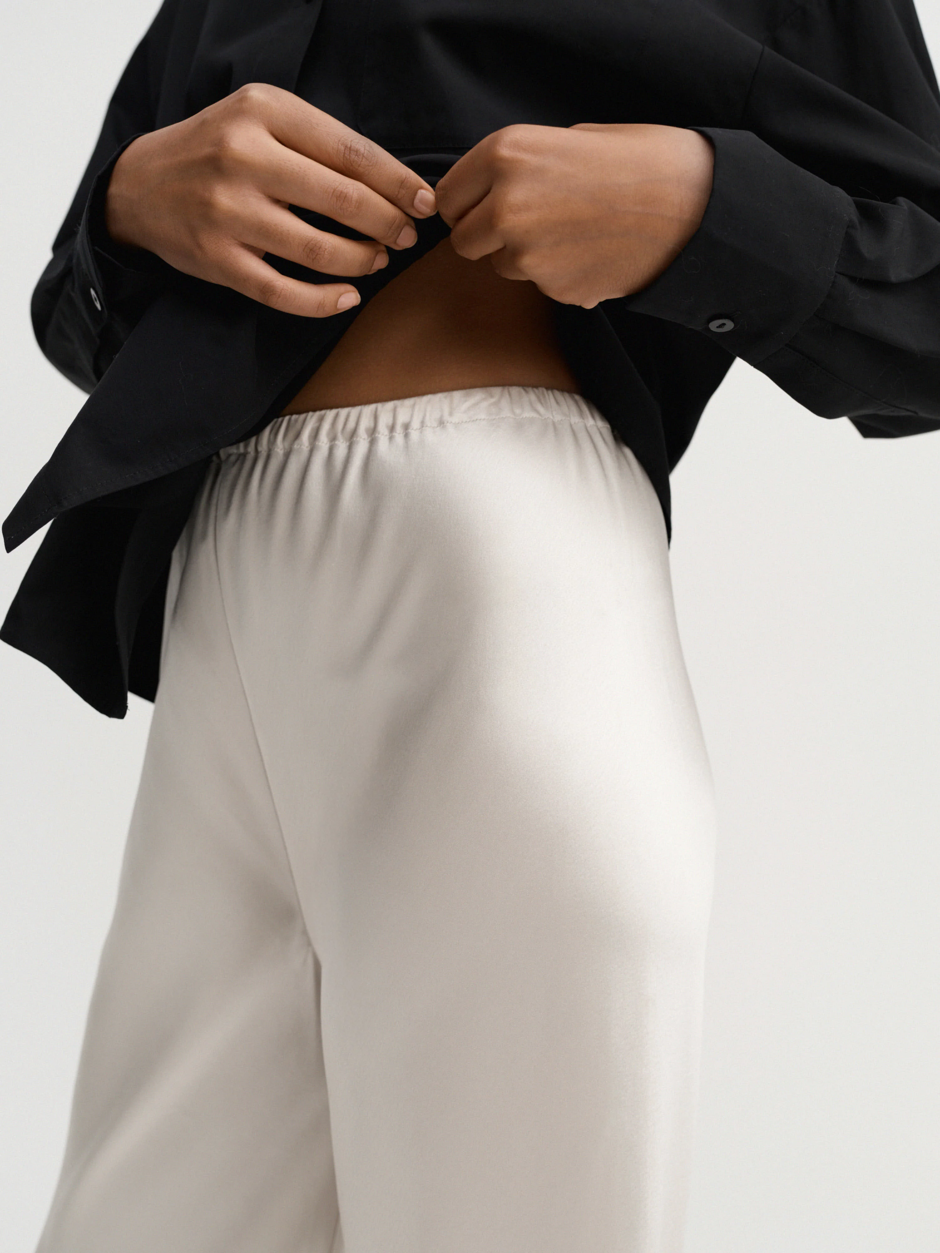 Bias Satin Pants, pearl - Image 4
