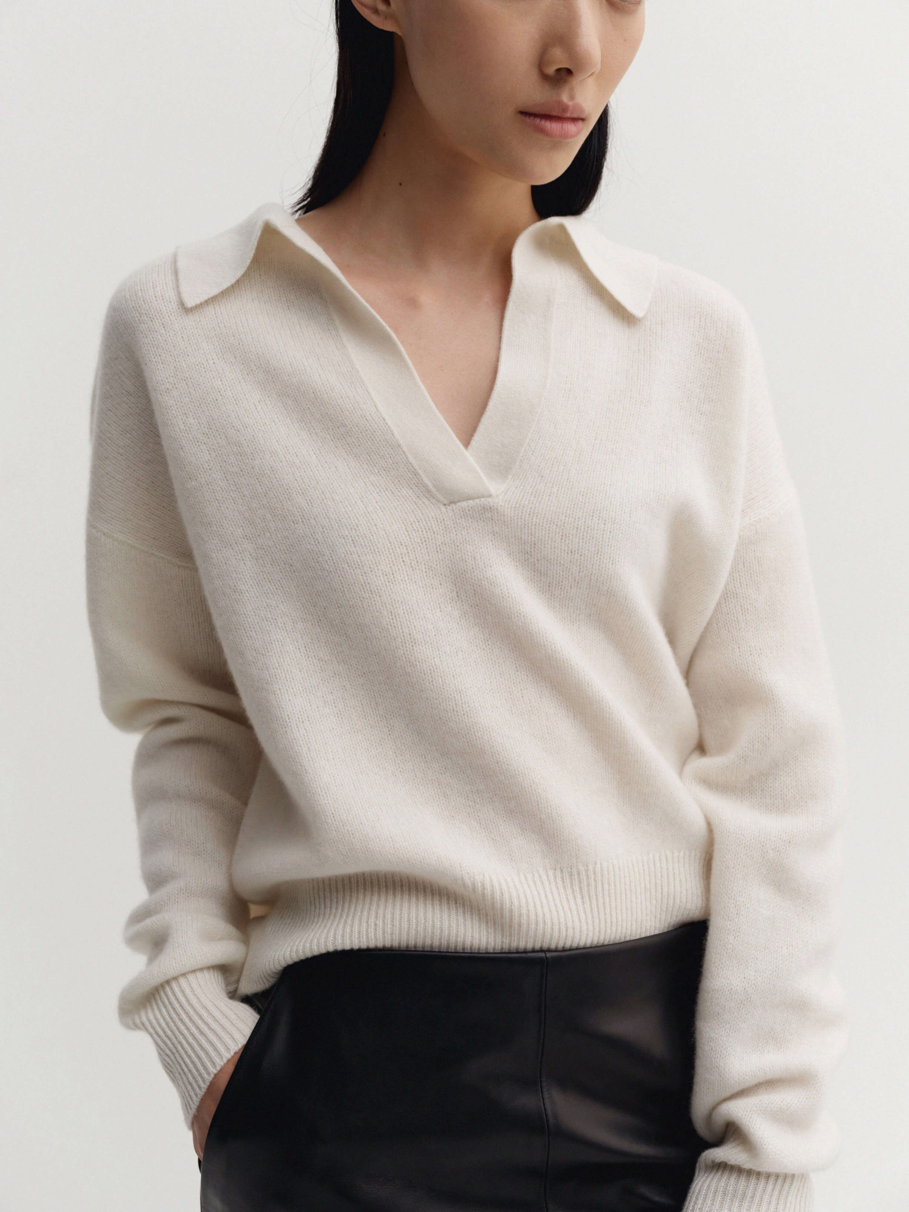 Kaia Collar Sweater, cream - Image 4