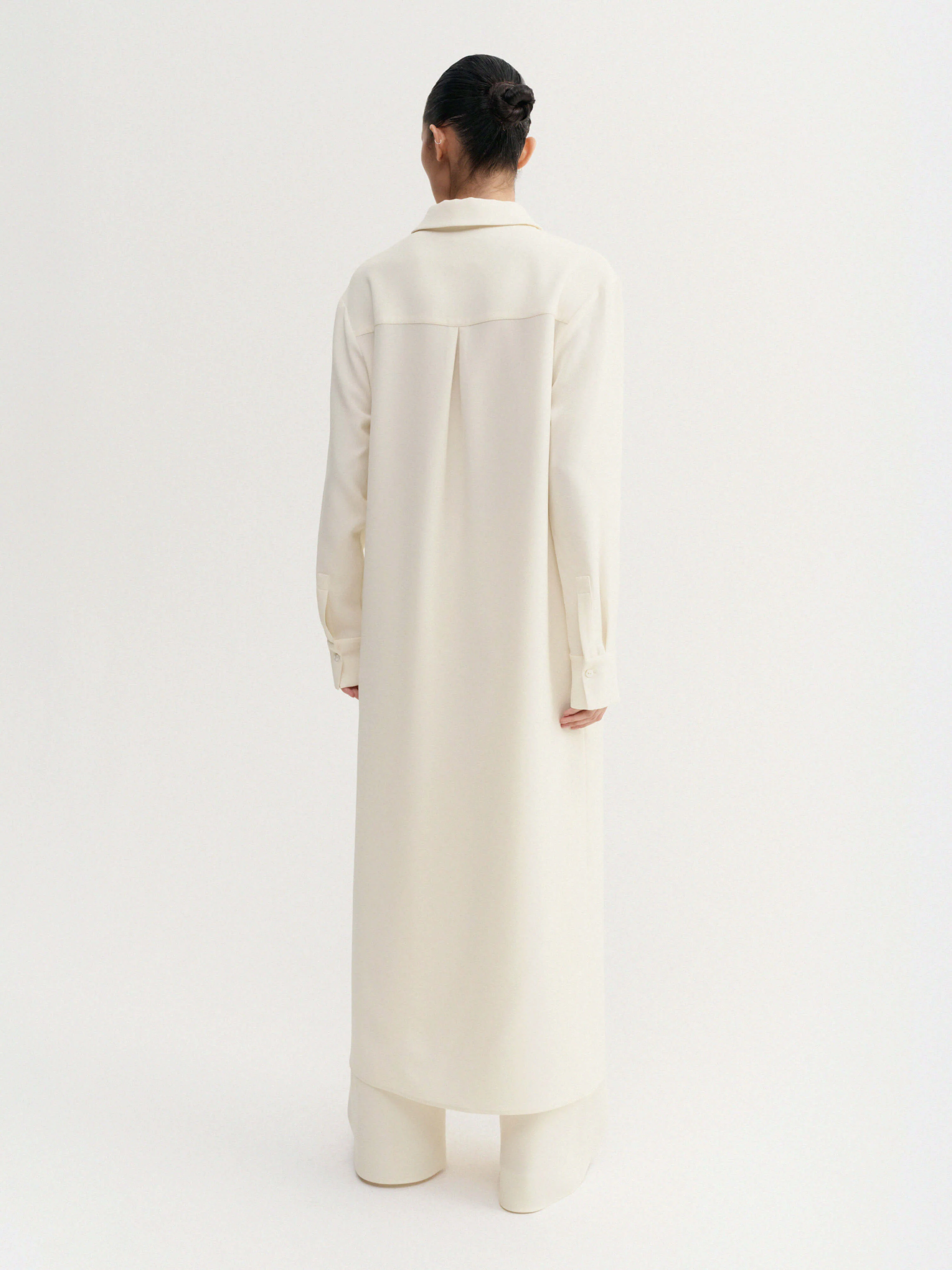 Nile crepe shirt dress, cream - Image 4