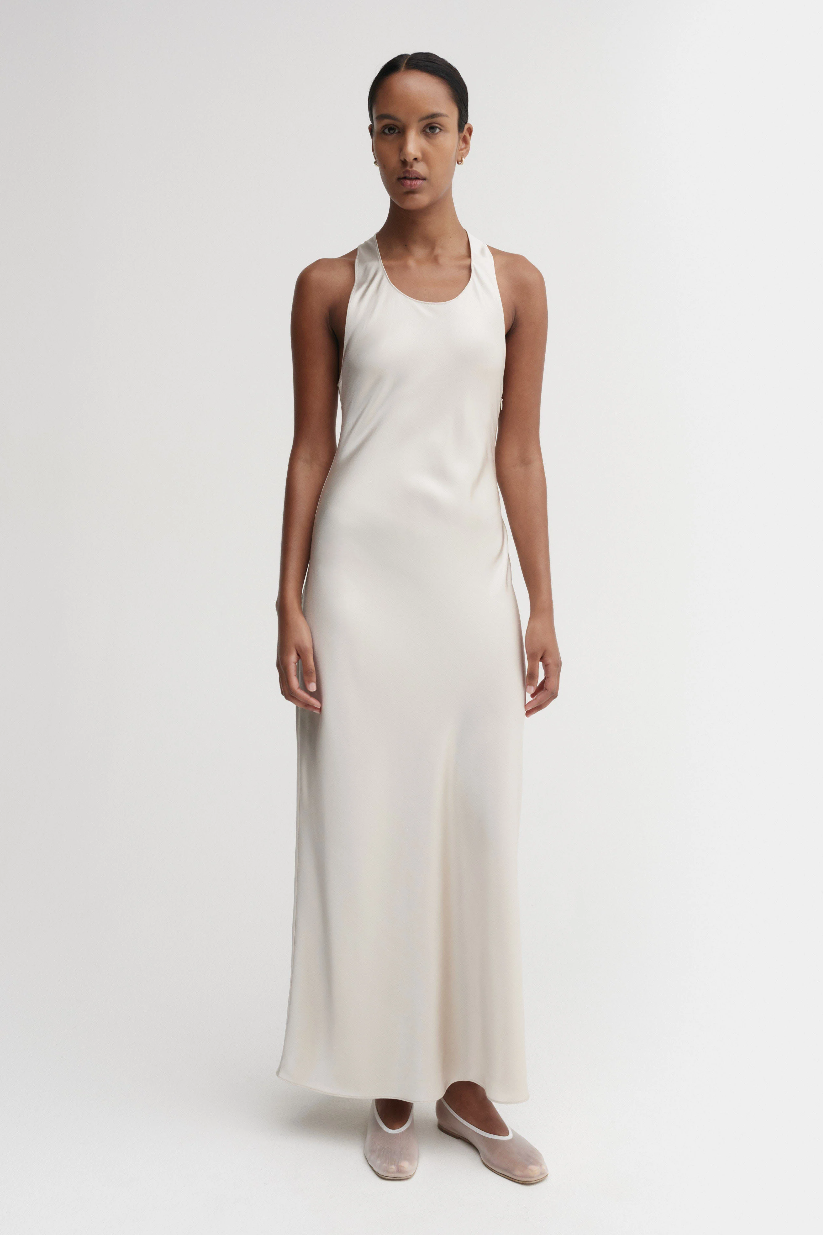 Zila Satin Dress, pearl