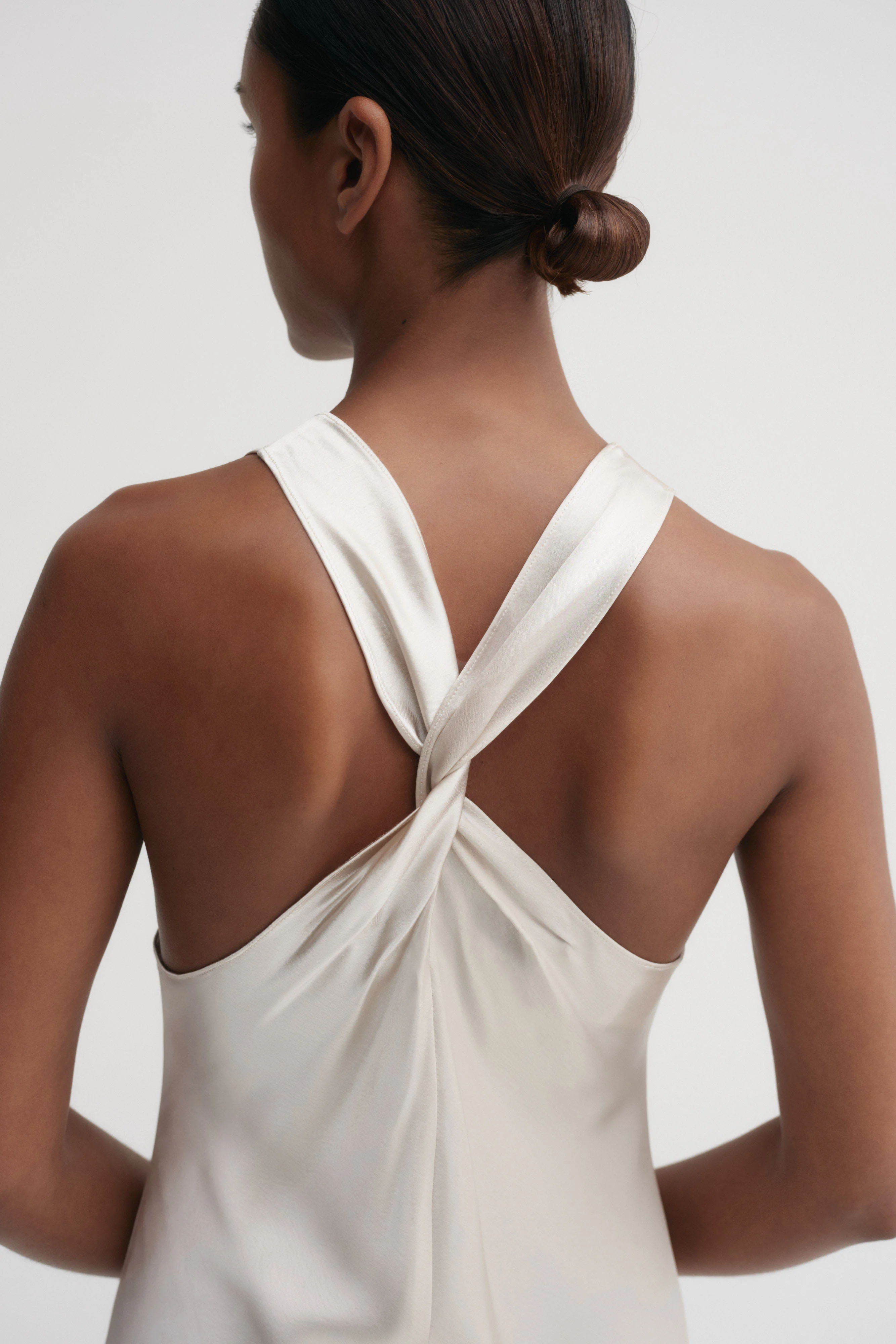 Zila Satin Dress, pearl - Image 2