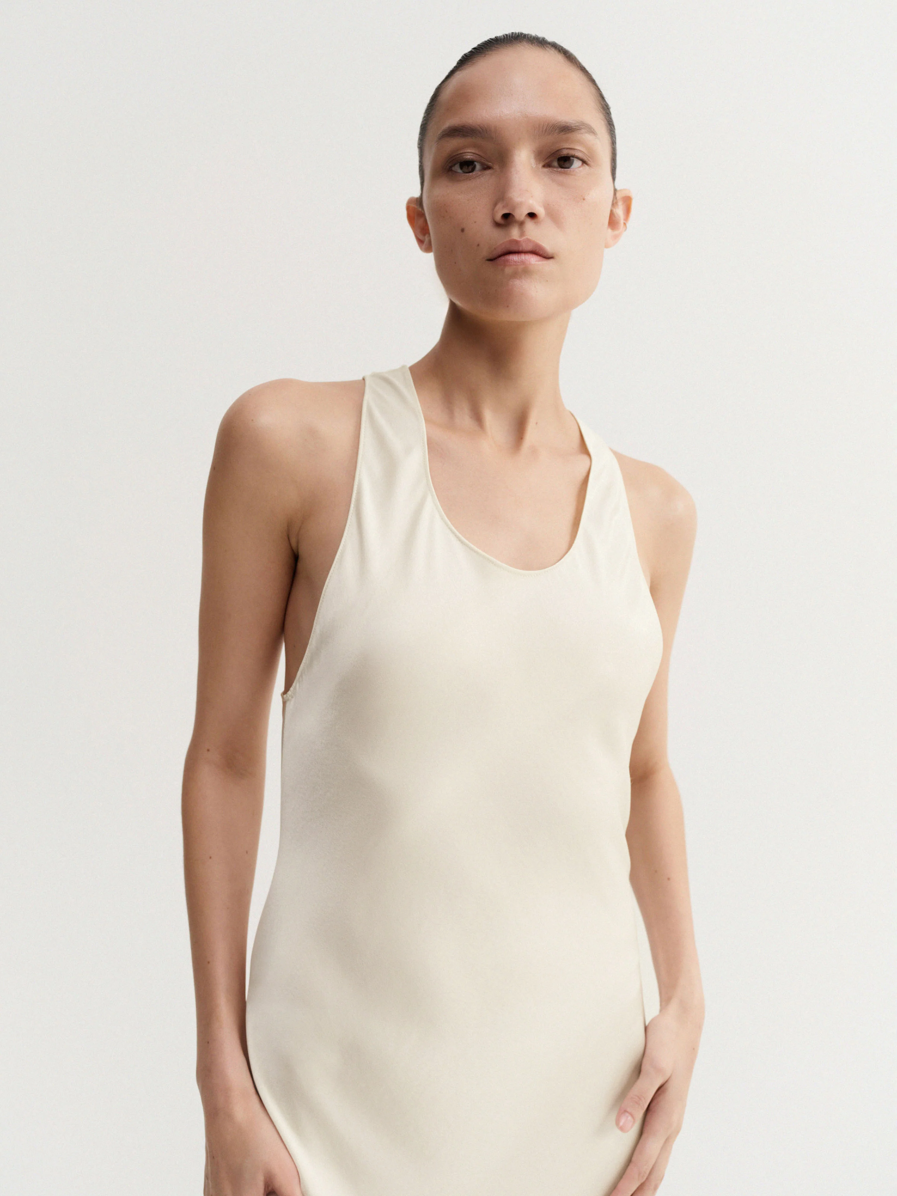 Zila Satin Dress, vanilla - Image 3